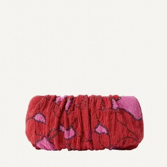 STAUD Bean Versatile Convertible Beaded Bag Purse Red Pink - Picture 8 of 10